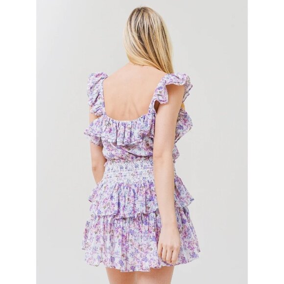 LoveShackFancy Floral Shanely Dress in Positano Blue $295 - Picture 2 of 11